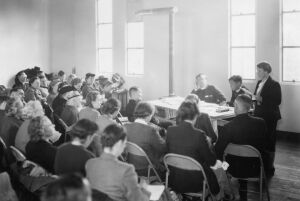 レオノラ・リー　宣教師の会合:1951/1:スナップ　八代斌助　柳原　広瀬　資料室蔵